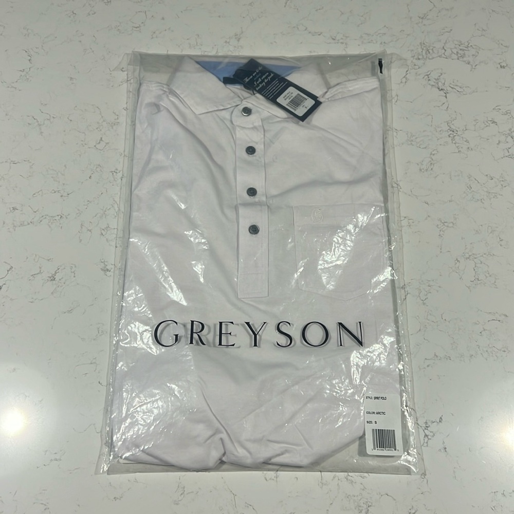 Greyson Small Short Sleeve White Polo